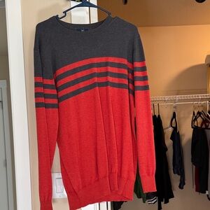 George Men's Charcoal and Red Crewneck Sweater